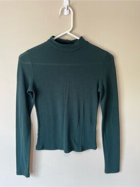 Garage Dark Green Mock Neck Long Sleeve Top